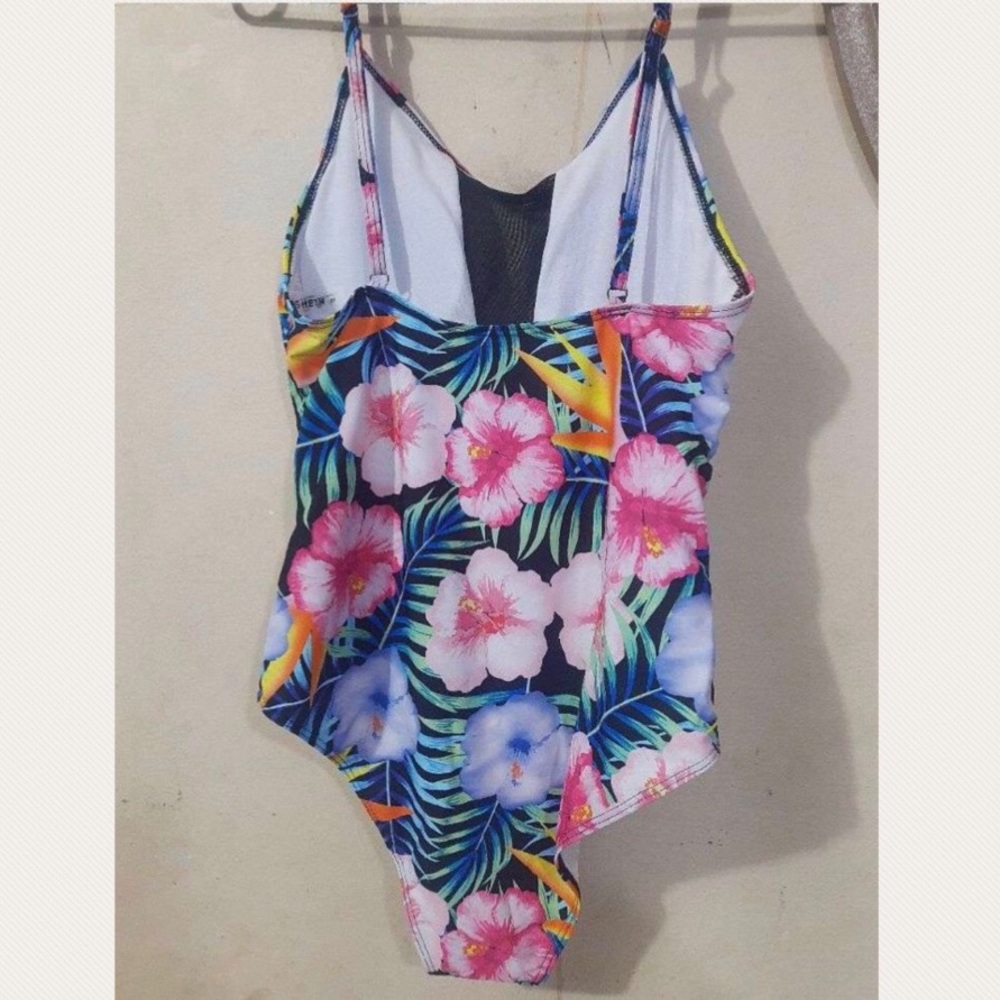 MULTI FLORAL CONTRAST MESH LINED ONE PC SWIMSUIT - Picture 3 of 11